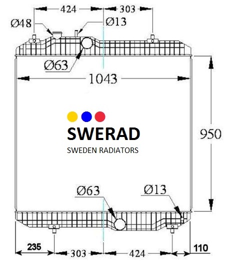Teknisk ritning av en Kylare Perkins generatormodell med olika mått och specifikationer märkta, inklusive höjd, bredd och diameter på komponenter.